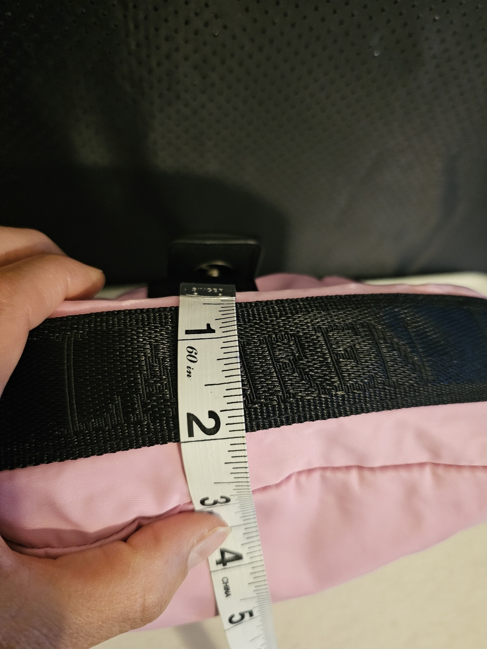 Lauren Ralph Lauren Pink Shoulder Bag with Black Strap and Buckle. - Picture 10 of 11